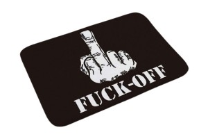 Tapis de sol antidérapant motif doigt d'honneur avec inscription "Fuck-Off" noir et blanc - 40x60cm 2