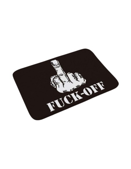 Tapis de sol antidérapant motif doigt d'honneur avec inscription "Fuck-Off" noir et blanc - 40x60cm