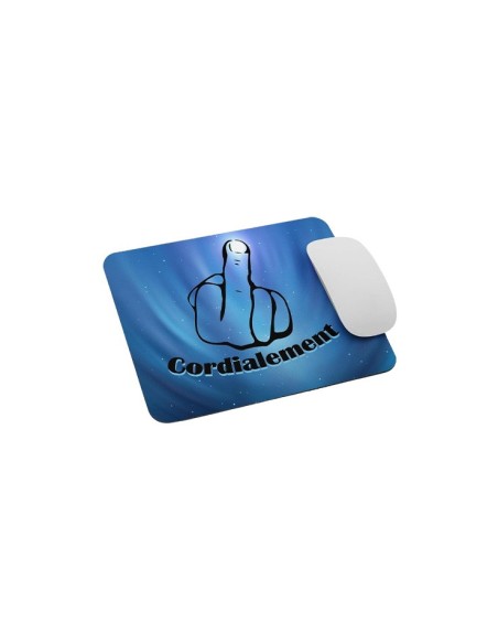 Tapis de souris fun doigt d'honneur et inscription "Cordialement"