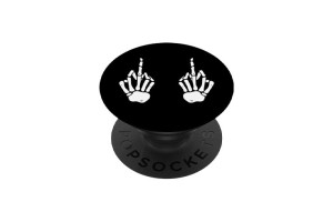 Bouton halloween pression PopSockets squelette doigt d'honneur