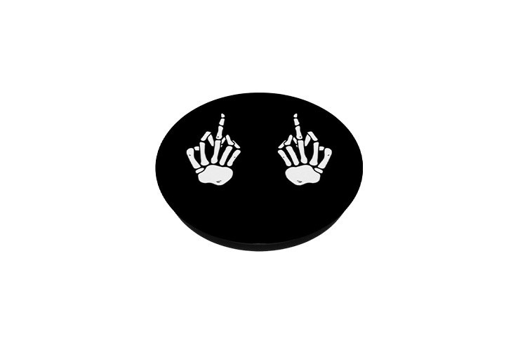 Bouton halloween pression PopSockets squelette doigt d'honneur