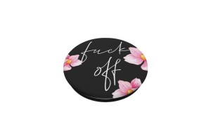 PopGrip noir support téléphone fuck off et fleurs roses 2
