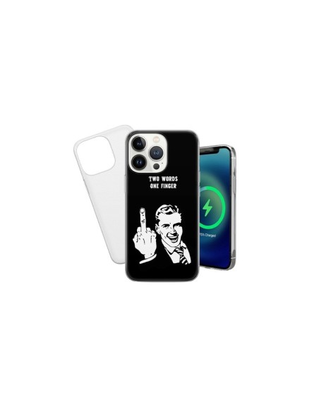Coque Iphone 11 pro max drôle doigt d'honneur Two Words One Finger