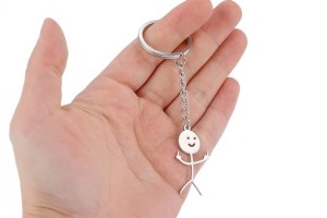 Porte-clés stickman doigt d'honneur argent 2