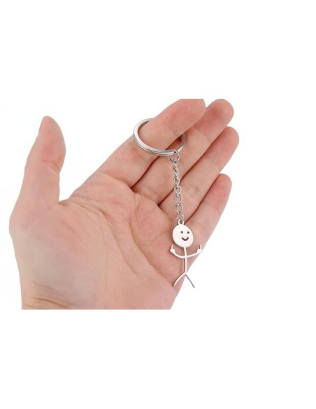 Porte-clés stickman doigt d'honneur argent