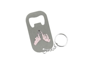 Porte-clés décapsuleur métal drôle motif doigt d'honneur