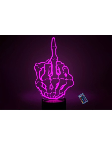 Lampe décorative illusion d'optique 3D doigt d'honneur avec télécommande