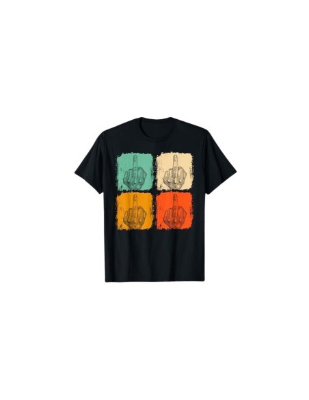 Tee-shirt rétro noir doigt d'honneur pour homme ➡️ Affichez votre audace !