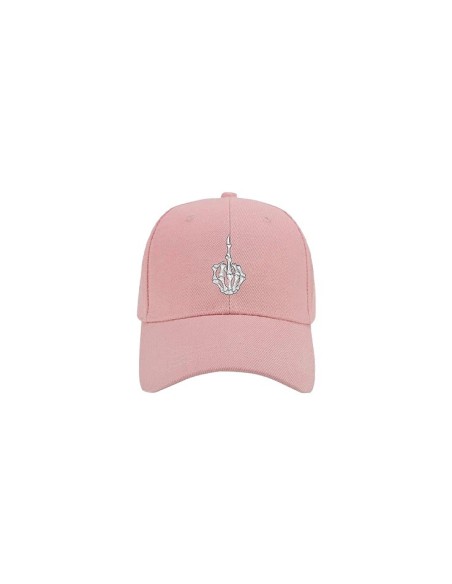 Casquette pour femme avec motif main squelette doigt d'honneur rose