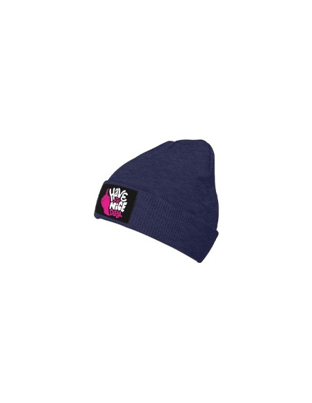 Bonnet ski / hiver "Have a nice day" doigt d'honneur bleu marine