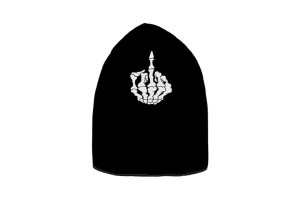 Bonnet reversible motif doigt d'honneur squelette noir et blanc 2