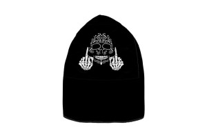 Bonnet chaud pour l'hiver à motif tête de mort et doigt d'honneur noir 2