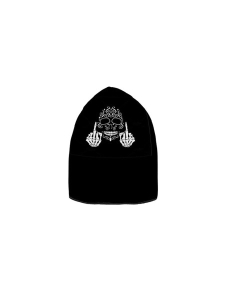 Bonnet chaud pour l'hiver à motif tête de mort et doigt d'honneur noir