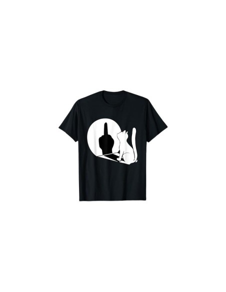 Tee-shirt pour homme noir avec motif chat doigt d'honneur