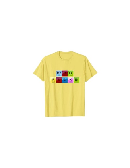 T-shirt drôle et moderne avec tableau périodique Mother fucker jaune pour homme
