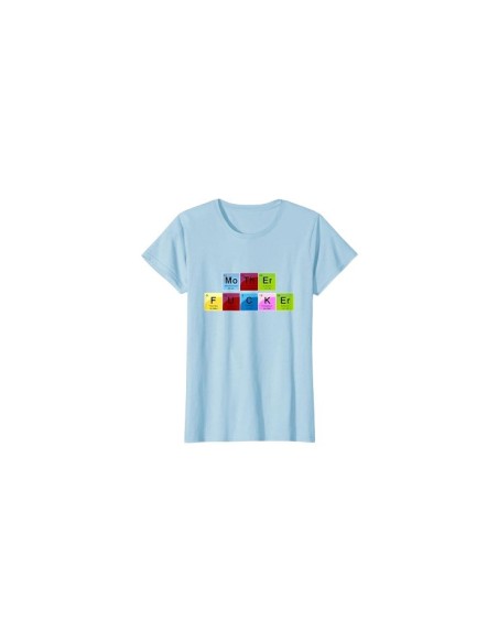 Tee-shirt bleu ciel tableau périodique Mother Fucker à manche courte pour femme