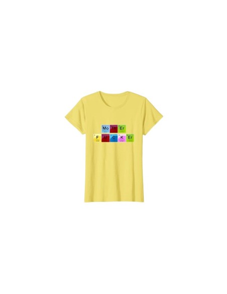 Tshirt humoristique motif Mother Fucker dans tableau périodique jaune femme