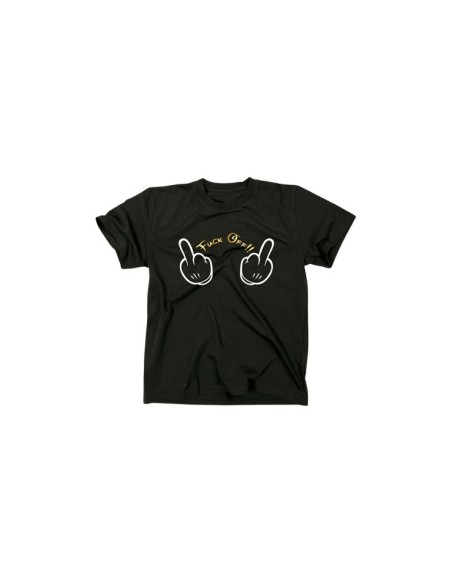 Tee-shirt noir à motif doigt d'honneur Mickey et inscription "Fuck Off"