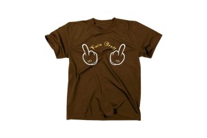 T-shirt Fuck Off doigt d'honneur Mickey marron