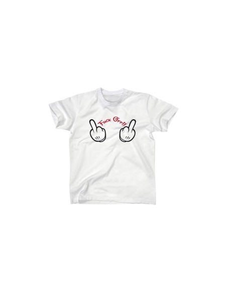 Tshirt Mickey blanc doigt d'honneur Fuck Off à manche courte