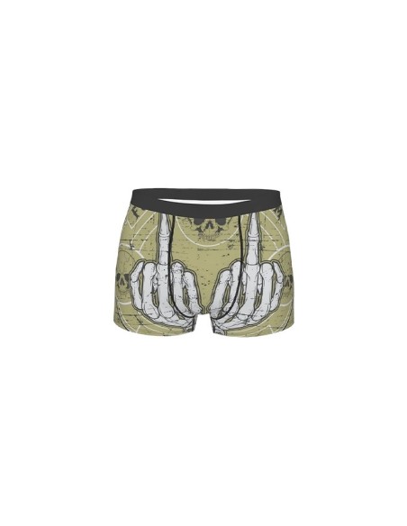 Boxer vintage main squelette doigt d'honneur pour homme