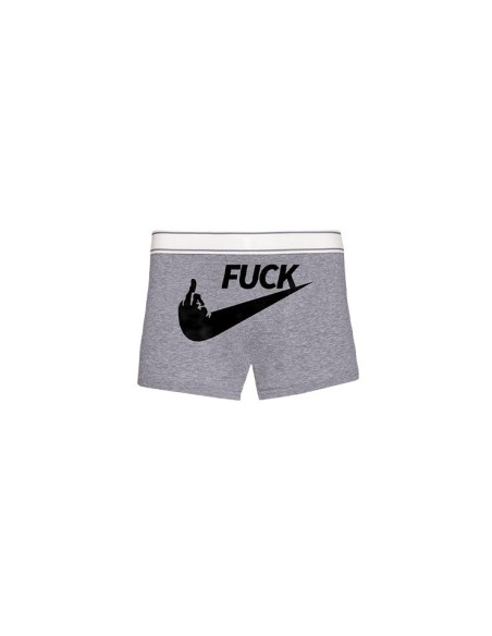Boxer gris FUCK drôle pour homme et motif doigt d'honneur
