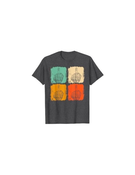 Tee-shirt homme gris chiné à motif doigt d'honneur 🖕💪 Affirmez votre style avec audace