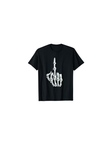 Tee-shirt avec gros motif main de squelette doigt d'honneur noir pour homme