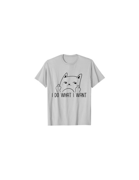 T-shirt drôle chat doigt d'honneur Je fais ce que je veux gris homme