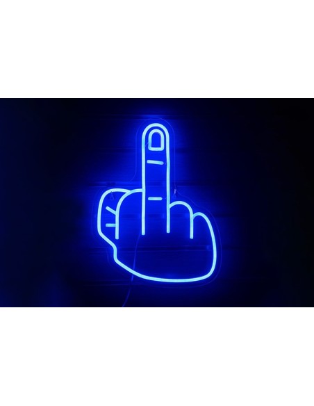 Néon mural doigt d'honneur bleu