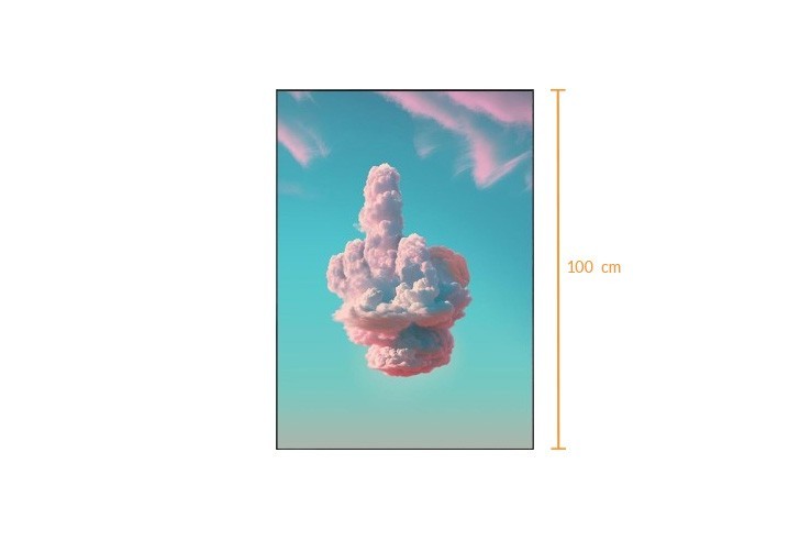 Tableau moderne avec doigt d'honneur en nuage - 70x100 cm