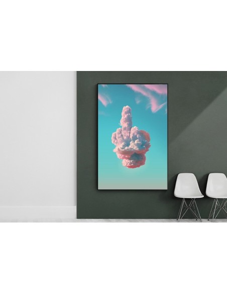 Tableau drôle doigt d'honneur nuage 50x70 cm