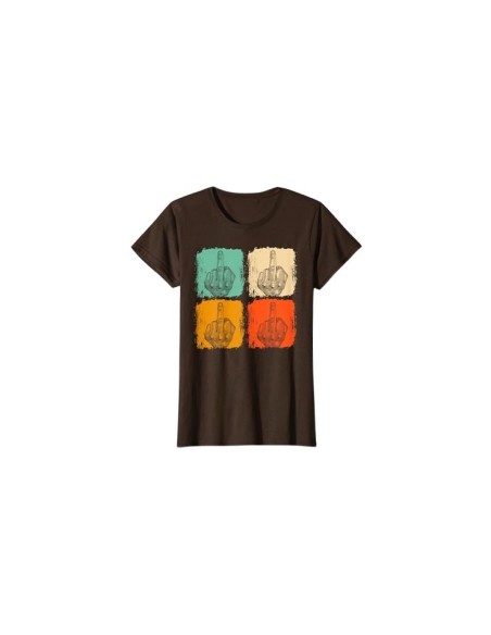 🤘 Tee-shirt marron rétro motif doigt d'honneur femme : Un style unique !