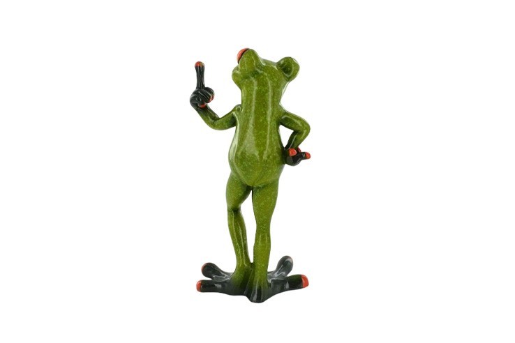 Statue grenouille doigt d'honneur