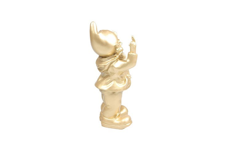 Statuette dorée nain de jardin fuck doigt d'honneur