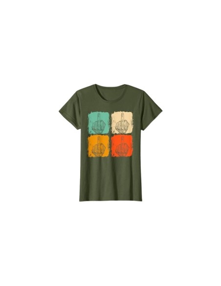 Tee-shirt rétro vert kaki motif doigt d'honneur pour femme ➡️ l'audace à l'état pur