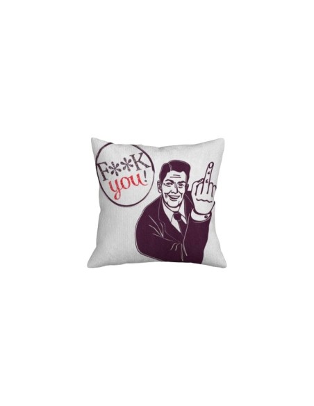 Housse d'oreiller style retro vintage doigt d'honneur "F**k you" - 45x45 cm