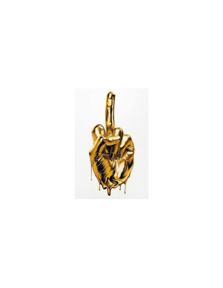 Toile décoration moderne doigt d'honneur doré 42x60 cm