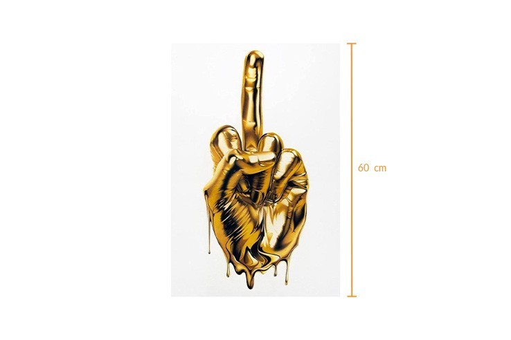 Toile décoration moderne doigt d'honneur doré 42x60 cm