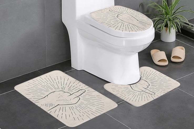 Lot de 3 tapis drôle doigt d'honneur pour la salle de bain