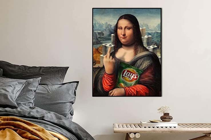 Affiche 70x100 cm drôle Mona Lisa doigt d'honneur