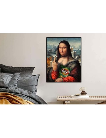 Affiche 70x100 cm drôle Mona Lisa doigt d'honneur