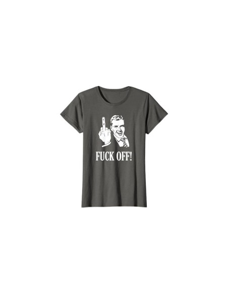 Tee-shirt manche courte gris Fuck Off doigt d'honneur femme