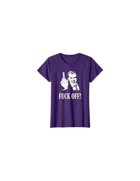 Tee-shirt doigt d'honneur Fuck Off violet à manche courte pour femme