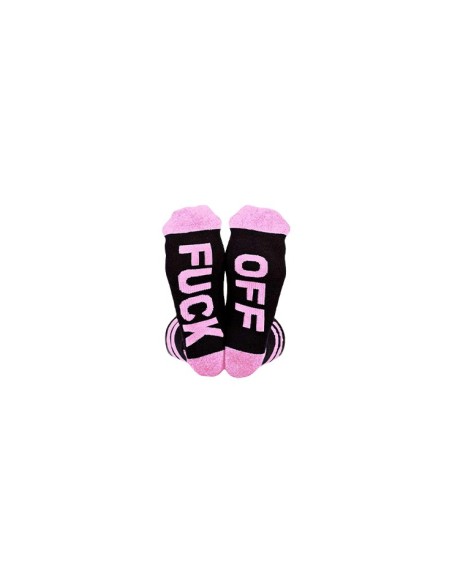 Chaussettes décontractées pour homme et femme avec inscription FUCK OFF noir et rose