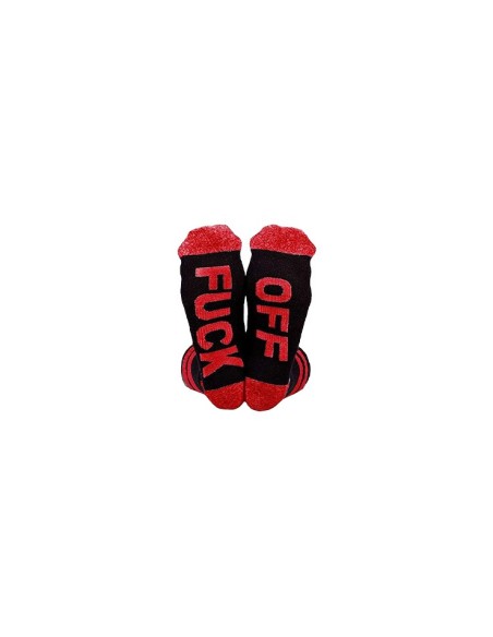 Chaussette amusante Fuck Off pour homme et femme noir et rouge
