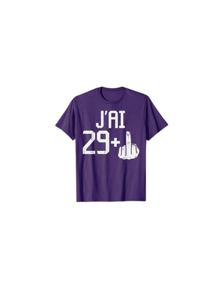 Tee-shirt d'anniversaire drôle pour 30 ans avec doigt d'honneur violet homme