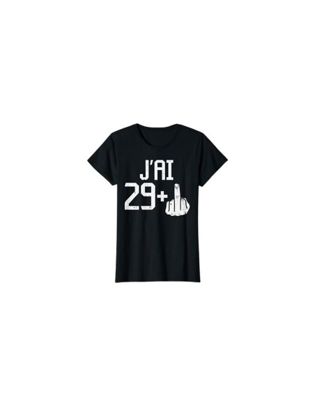 Tee-shirt noir pour femme anniversaire 30 ans motif doigt d'honneur