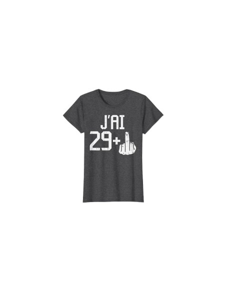 Tshirt amusant anniversaire 30 ans avec doigt d'honneur gris foncé chiné pour femme