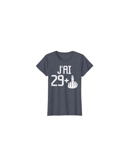 Tee-shirt femme bleu chiné drôle doigt d'honneur pour anniversaire